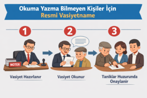 Resmi Vasiyetname Nedir? Nasıl Yapılır? Şartları Ve Örneği 4 Okuma Yazma Bilmeyen Kişiler Için Resmi Vasiyetname Düzenleme Sürecini Gösteren Infografik